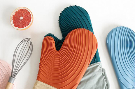 Guantes de horno de silicona resistentes al calor con los dedos