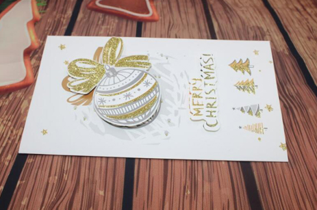 Impresión de tarjetas de felicitación de Navidad con estampado de láminas