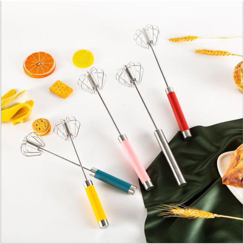 product name 304 stainless steel push type rotating egg whisk 3