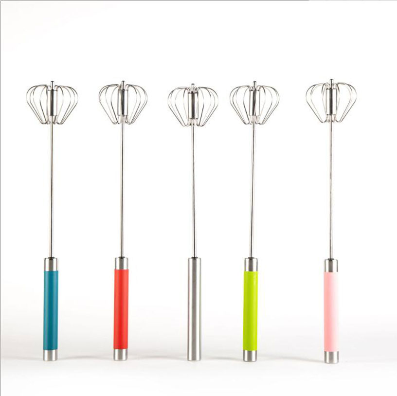 product name 304 stainless steel push type rotating egg whisk 6