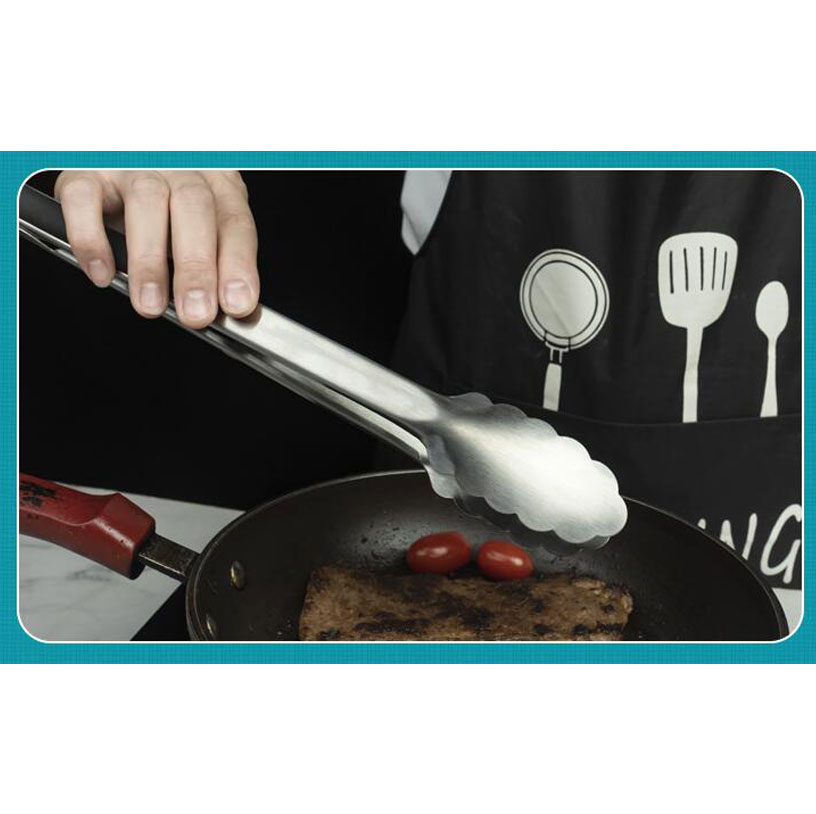 stainless steel food cooking tongs with non slip grip 1