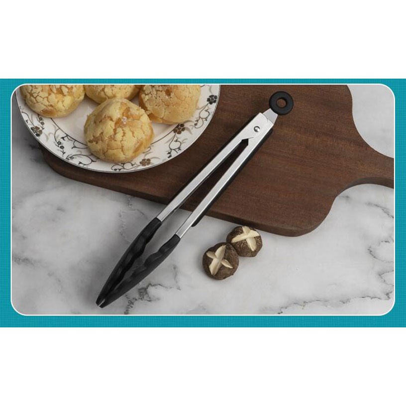 stainless steel food cooking tongs with non slip grip 6