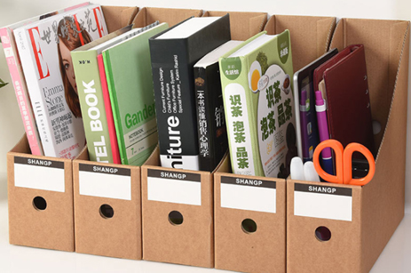 Soporte de archivo de caja de almacenamiento de escritorio de papel Kraft