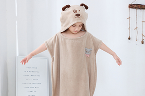 Toalla de playa de dibujos animados con capucha para bebé Coral Fleece