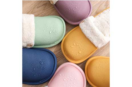 Pantuflas de felpa antideslizantes impermeables abrigadas de Invierno para mujer