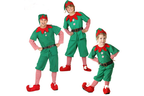 Disfraz de Cosplay de Navidad verde para niños