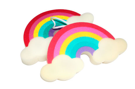 Esponja de baño para bebé con forma de arco iris