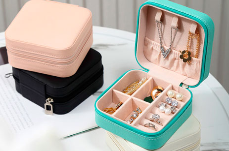 Caja de almacenamiento de joyas de PU portátil de viaje