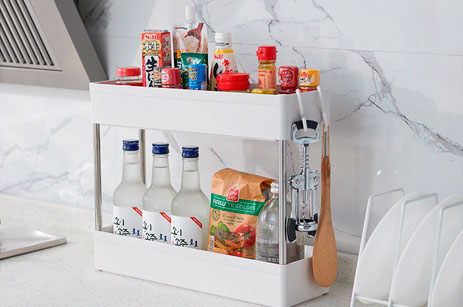 Rack de almacenamiento de carro blanco extraíble multinivel con ruedas